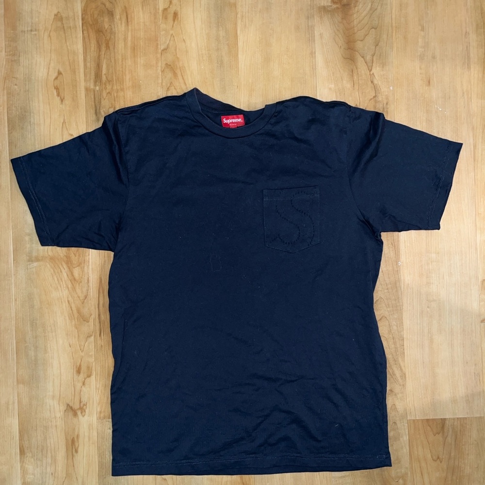 SUPREME laser cut S logo pocket tshirt